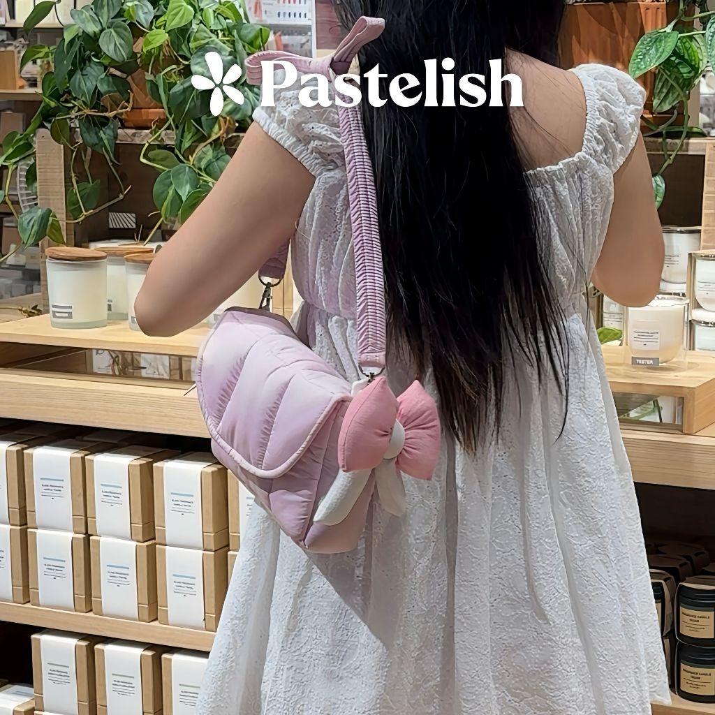 Túi phao bông (không kèm charm nơ) Pastelish, chất liệu vải dù màu pastel bag