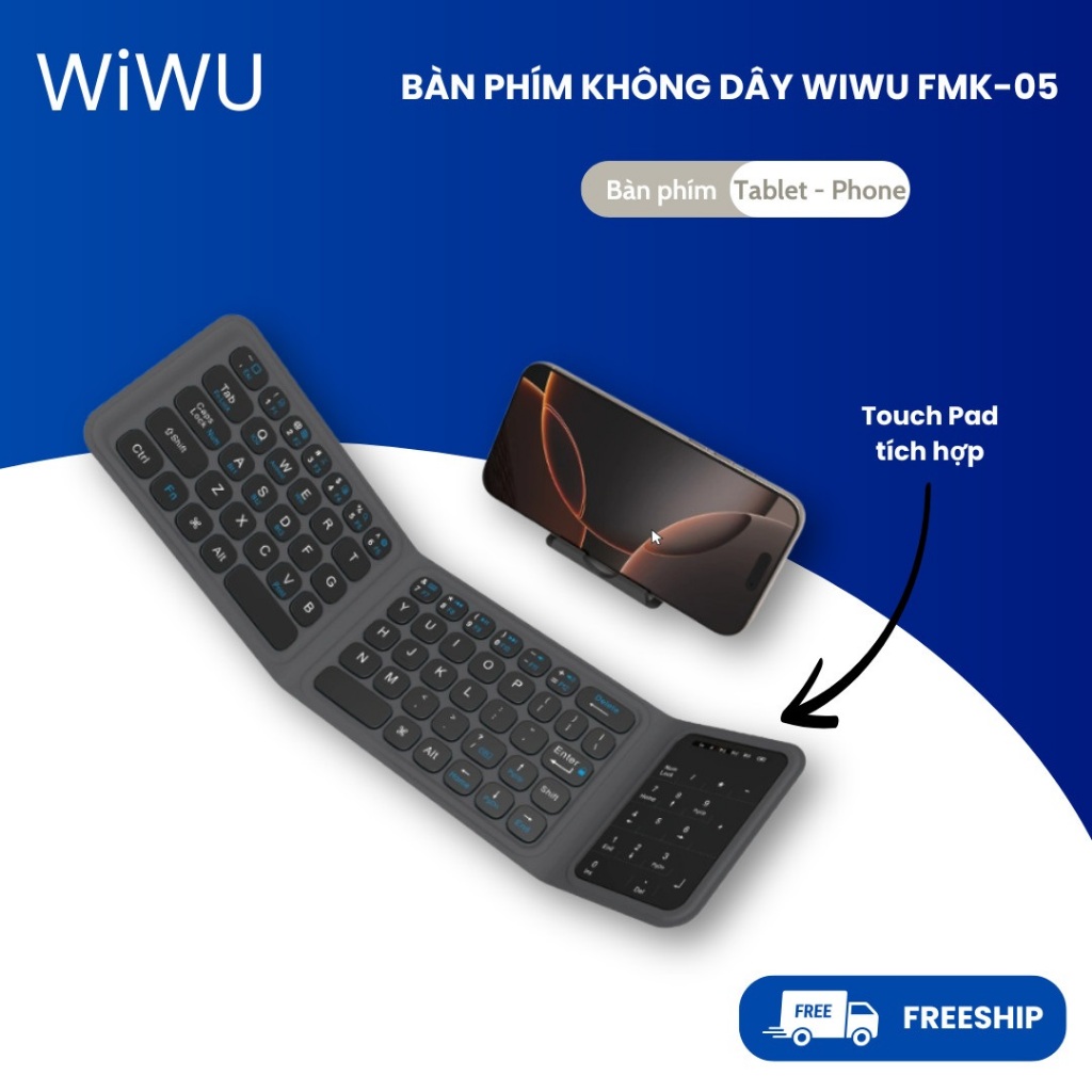 Bàn Phím Không Dây mini WiWU FMK-05 – Gấp Gọn, Bluetooth V5.2, Trackpad ...