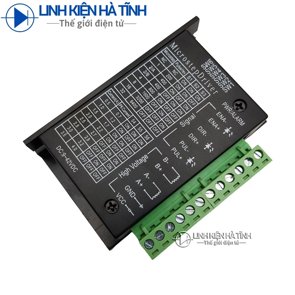 Mạch điều khiển động cơ bước 4A 42/57 TB6600 (DC:9-42VDC) xung 3-24V phiên bản nâng cấp 32 phân vùng