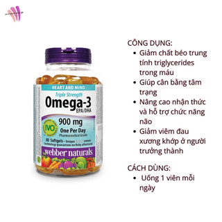 [HOT Combo] Magnesium Bisglycinate 200mg và Omega-3 900mg  Triple Strength Webber Naturals