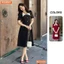 Đầm thiết kế BEMINE cổ vuông kiểu phối trắng dáng chữ A đính nút phù hợp đi làm, đi chơi và đi tiệc-MT10036
