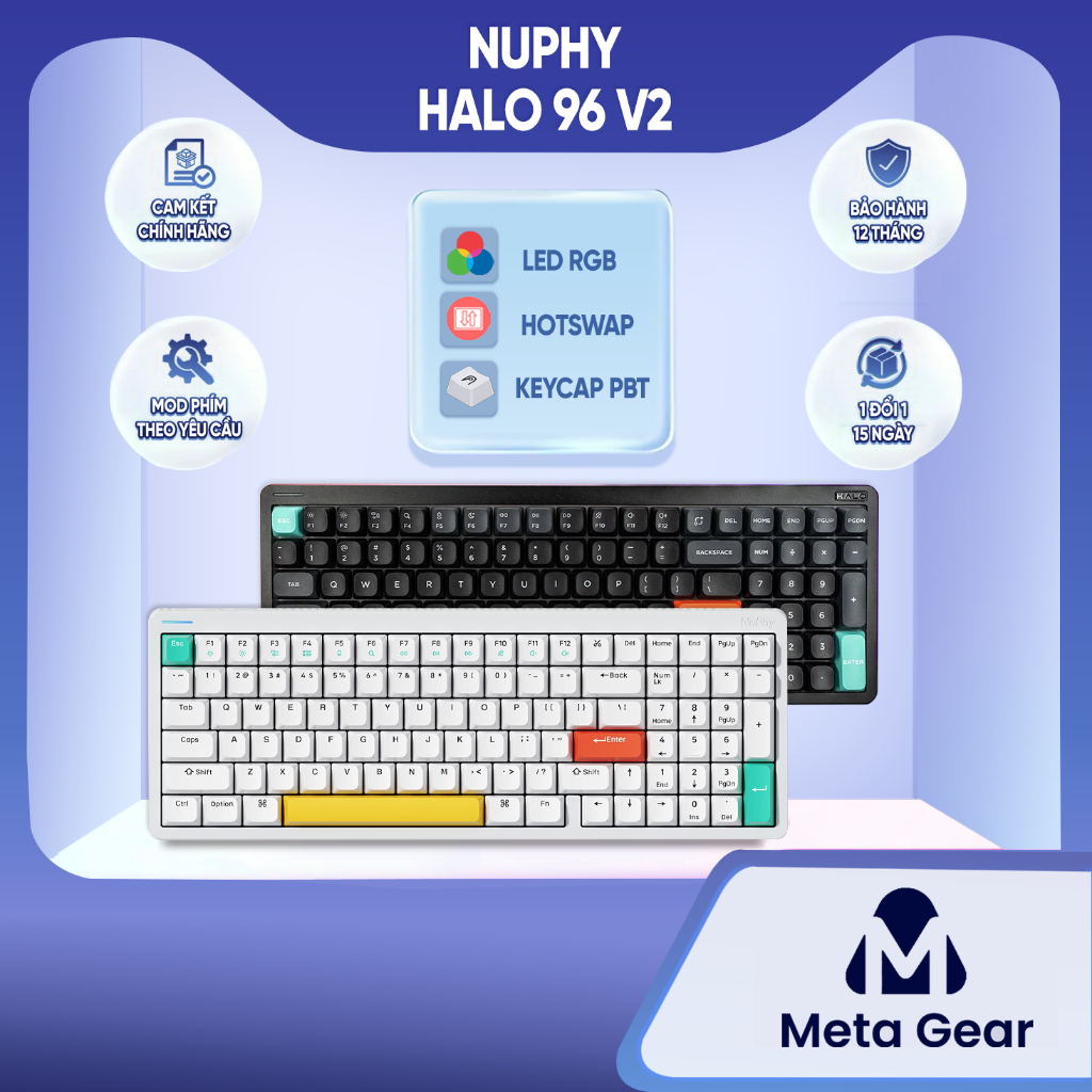 Bàn phím cơ Nuphy Halo96 v2, Nuphy Halo 96 V2, Bảo hành 12 Tháng Chính Hãng