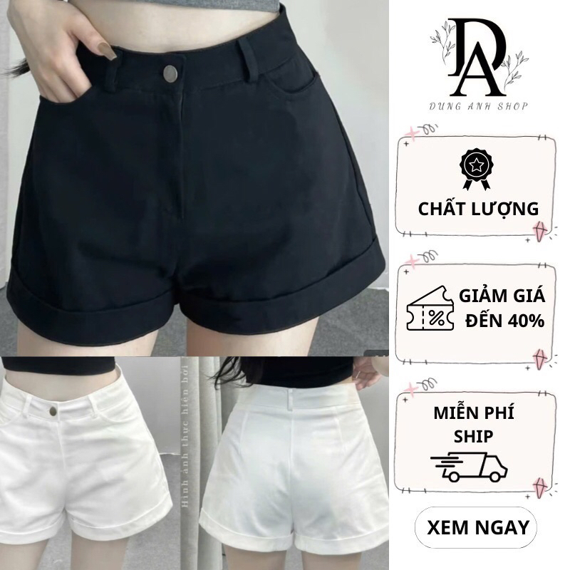 Quần Short KaKi Cạp Cao Gập Gấu Phong Cách Hàn Quốc