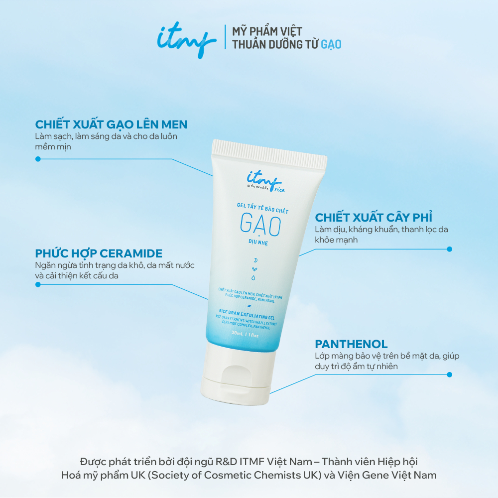 Gel Tẩy Tế Bào Chết Gạo ITMF 30mL - Hạt Silica Giàu Khoáng Tẩy Sạch Mụn Đầu Đen, Se Khít Chân Lông