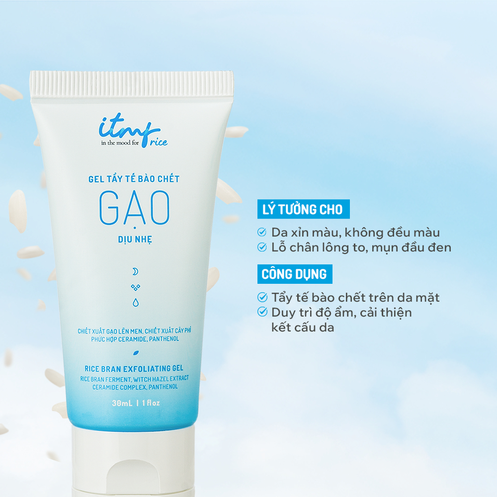 Gel Tẩy Tế Bào Chết Gạo ITMF 30mL - Hạt Silica Giàu Khoáng Tẩy Sạch Mụn Đầu Đen, Se Khít Chân Lông
