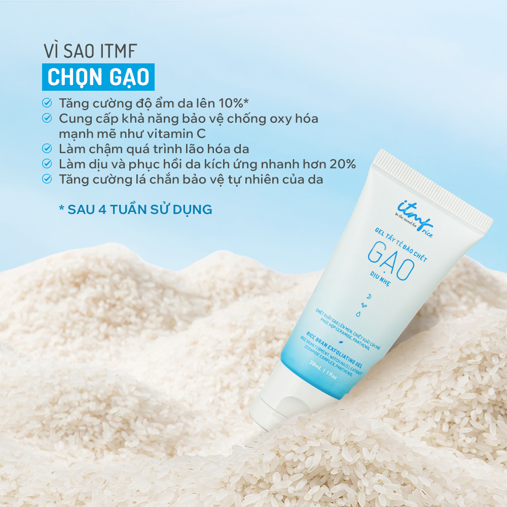 Gel Tẩy Tế Bào Chết Gạo ITMF 30mL - Hạt Silica Giàu Khoáng Tẩy Sạch Mụn Đầu Đen, Se Khít Chân Lông