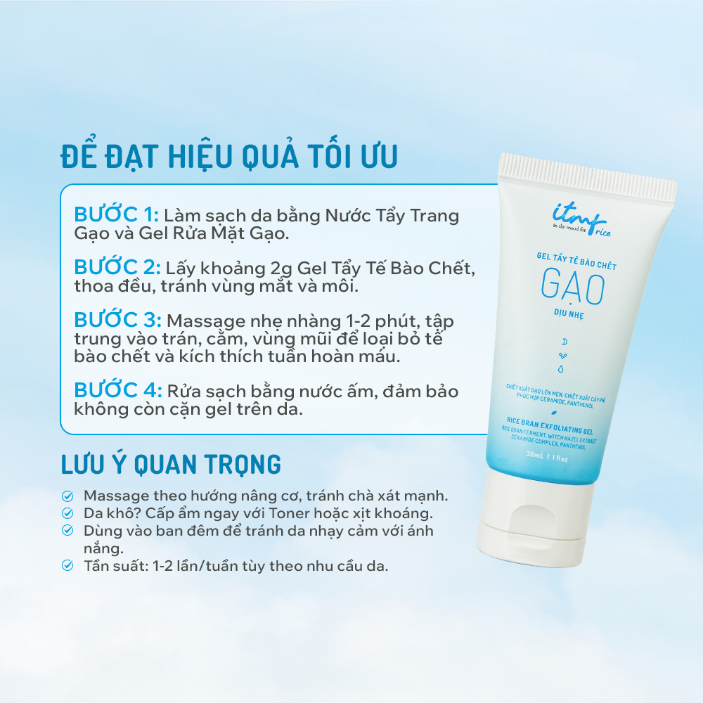 Gel Tẩy Tế Bào Chết Gạo ITMF 30mL - Hạt Silica Giàu Khoáng Tẩy Sạch Mụn Đầu Đen, Se Khít Chân Lông