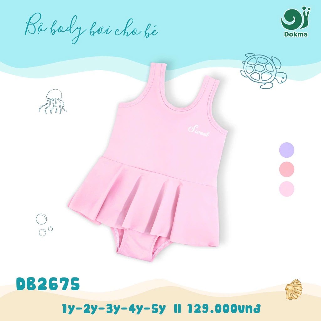 (8-18kg) Bộ Đồ Bơi Liền Thân Dokma Hoạ Tiết Sinh Động Cho Bé Gái DB2675 DB2293