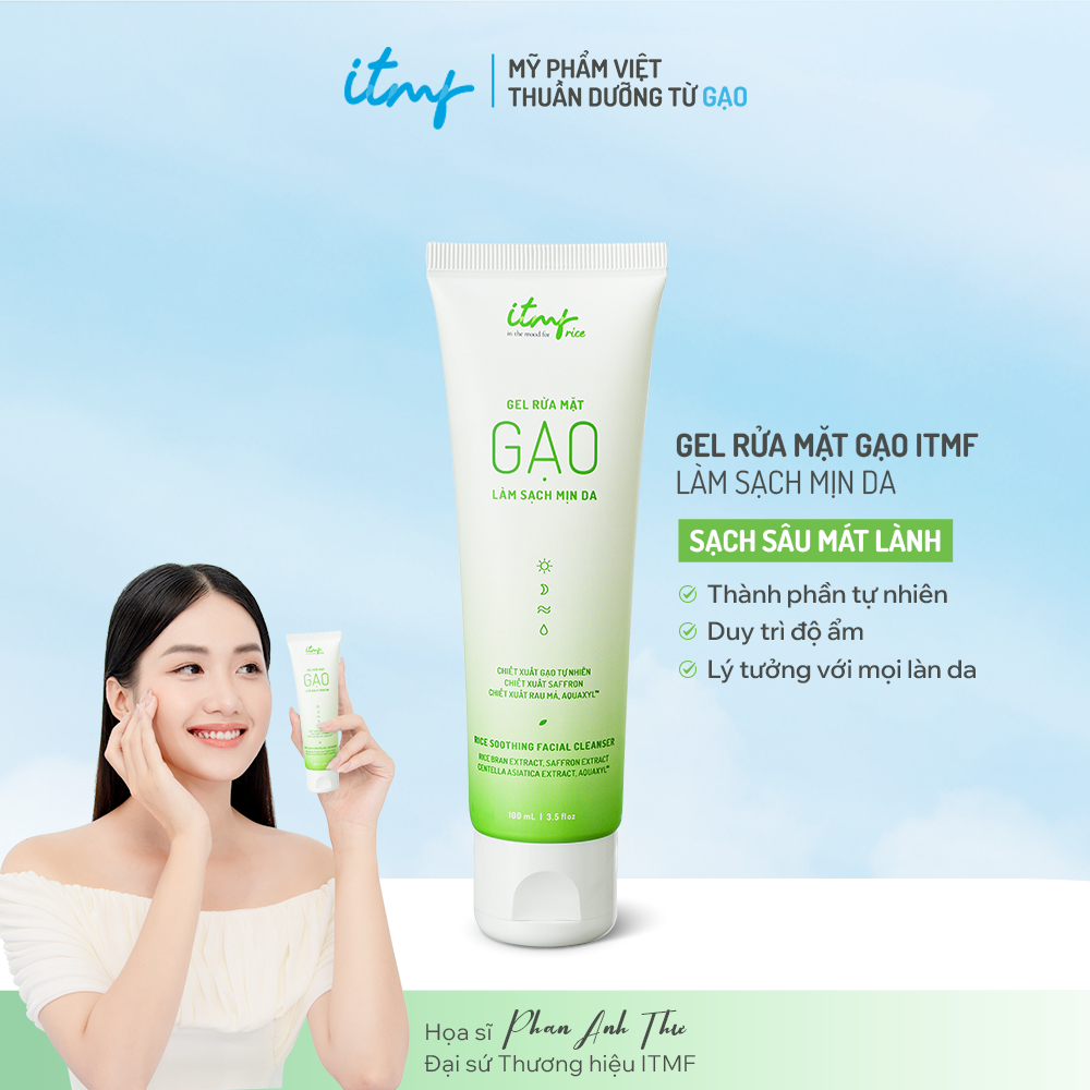 [DATE MỚI 2027] Gel Rửa Mặt Gạo ITMF 100mL - Cân Bằng Độ pH, Dưỡng Ẩm Sâu Dịu Nhẹ, Ngừa Sạm Nám, Phù Hợp Mọi Loại Da