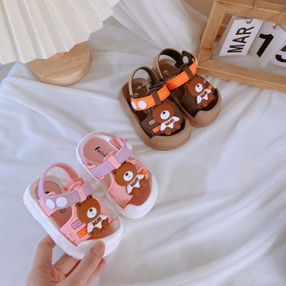Dép Tập Đi Chống Vấp Phối Quai Màu Đính Gấu Cho Bé Trai Bé Gái K168