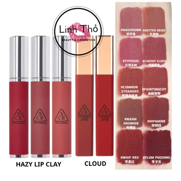 [AUTH - HIDDEN TAG] Son Kem Lì 3CE Hazy Lip Clay - Cloud Lip Tint 4g