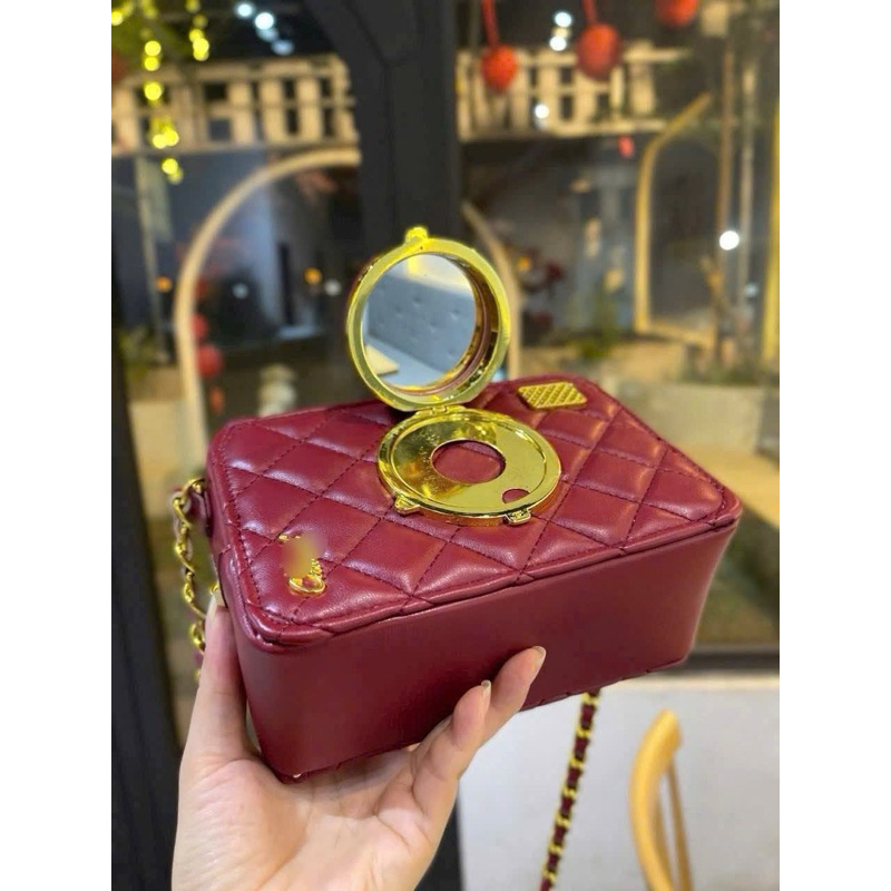 (Full-Box) Túi cốp dáng máy ảnh form siêu nét có gương trần trám sang chảnh