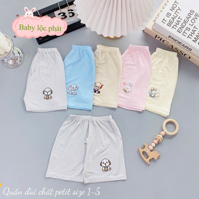 (LK 004) Combo 5-10 quần đùi Petit QC mềm mịn thấm hút mồ hôi cho bé từ 3-15kg