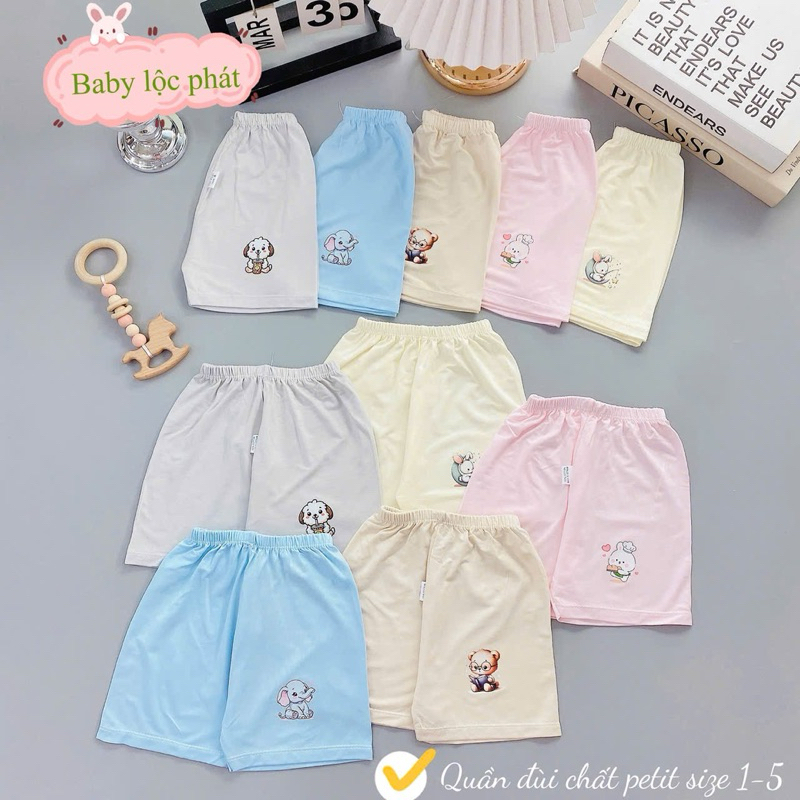 (LK 004) Combo 5-10 quần đùi Petit QC mềm mịn thấm hút mồ hôi cho bé từ 3-15kg