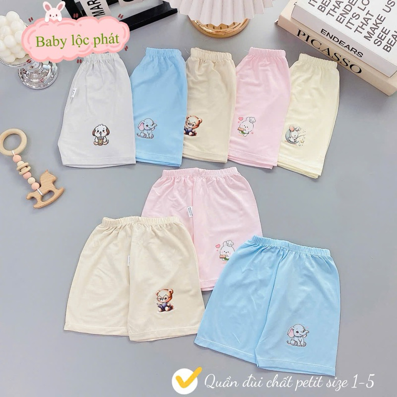 (LK 004) Combo 5-10 quần đùi Petit QC mềm mịn thấm hút mồ hôi cho bé từ 3-15kg