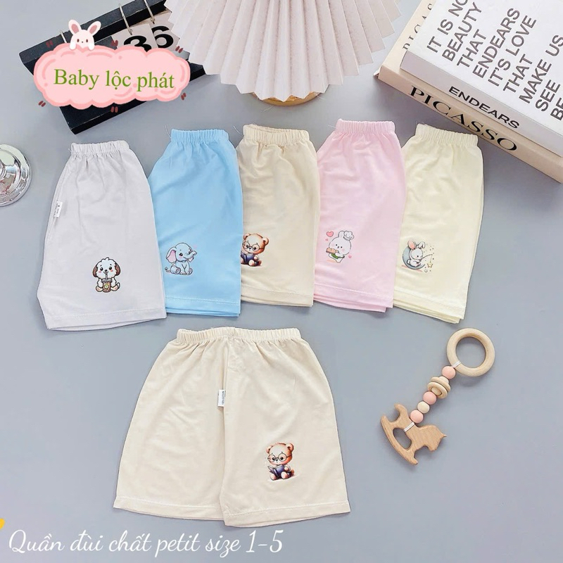 (LK 004) Combo 5-10 quần đùi Petit QC mềm mịn thấm hút mồ hôi cho bé từ 3-15kg