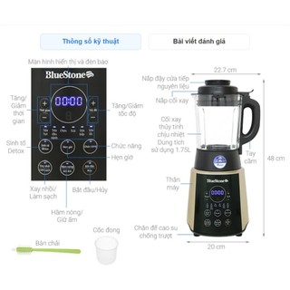 Ly Thủy Tinh Máy Xay Nấu Bluestone BLB-6033 Chính Hãng – Cối Thủy Tinh 1.75L Chịu Nhiệt, Không Kèm Dao & Nắp – Phụ Kiện
