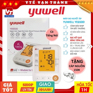 ✅ Máy Đo Huyết Áp Bắp Tay Yuwell YE-650D (YE650D) | Có Giọng Nói - Bảo hành chính hãng 5 năm -VT0008