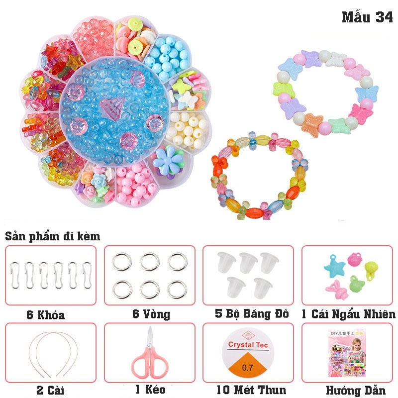 Đồ Chơi Hạt Đồ chơi nghệ thuật DIY Đồ thủ công DIY Handmade Đính cườm Bộ đồ chơi Làm Vòng Tay Vòng Cổ