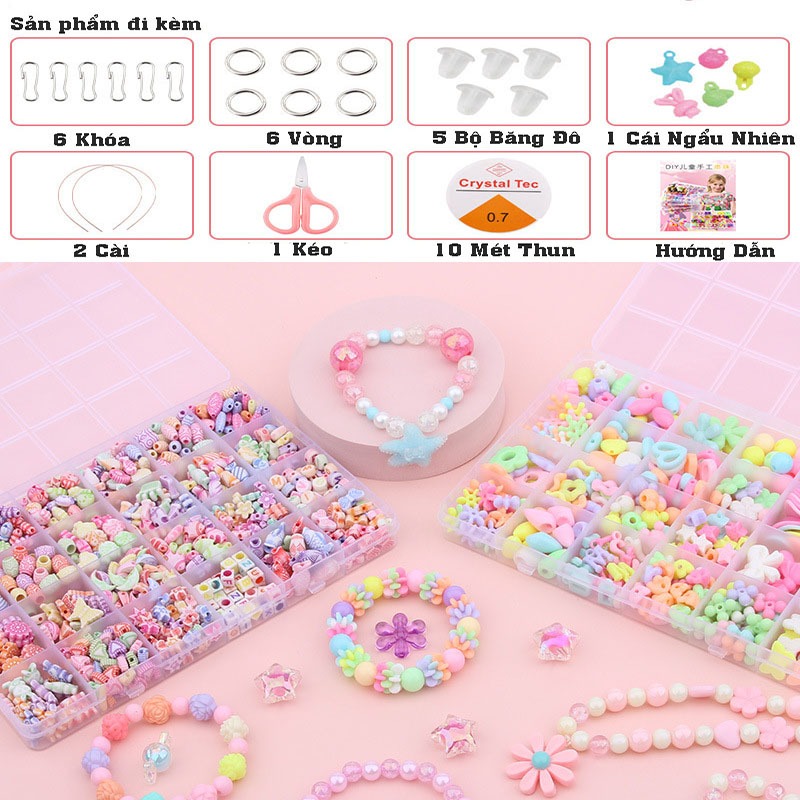 Đồ Chơi Hạt Đồ chơi nghệ thuật DIY Đồ thủ công DIY Handmade Đính cườm Bộ đồ chơi Làm Vòng Tay Vòng Cổ