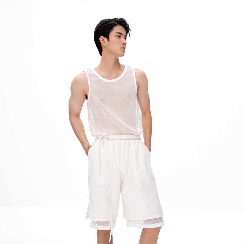 Set đồ nam đi biển mát lạnh | Áo lưới + quần short thiết kế