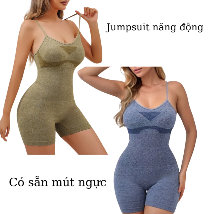 Jumpsuit Set Đồ Tập Gym Nữ FITCAN Set Đồ Tập Yoga Có Đệm Mút Chun Mông Chất Thun Mềm Mịn J03