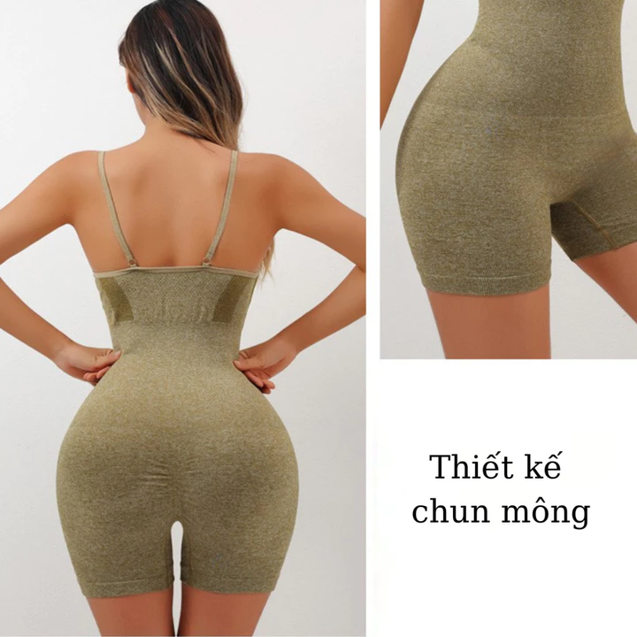 Jumpsuit Set Đồ Tập Gym Nữ FITCAN Set Đồ Tập Yoga Có Đệm Mút Chun Mông Chất Thun Mềm Mịn J03