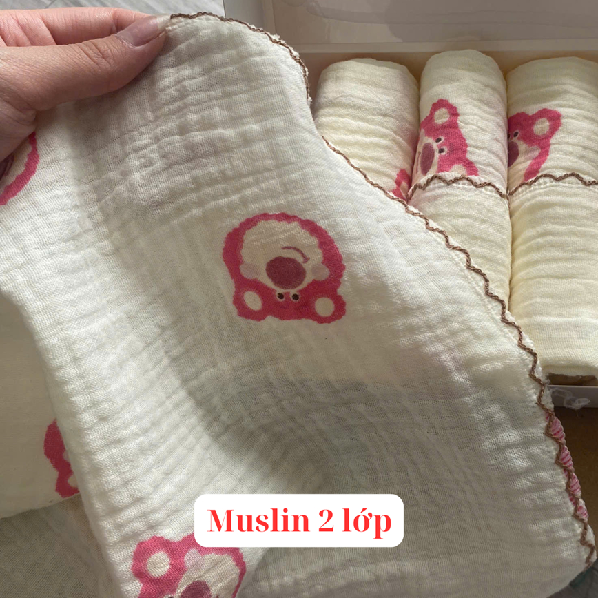 Khăn sữa Gee cao cấp, set 5 khăn sợi tre/muslin cho bé sơ sinh, không bụi vải, mềm mịn, thấm hút, kháng khuẩn, an toàn