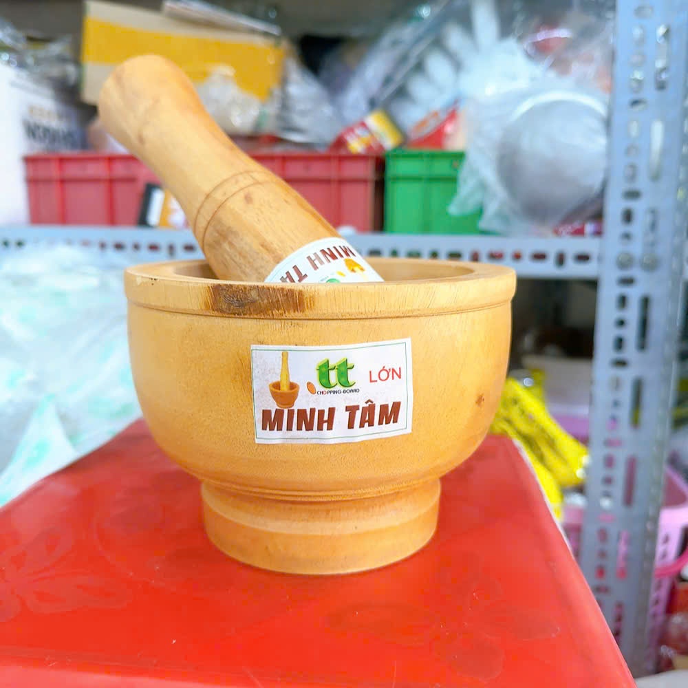 Bộ dụng cụ chày cối bằng gỗ tự nhiên đủ kích thước dễ lựa chọn - Bộ Cối Chày bằng gỗ dùng để giã thức ăn, tiêu, tỏi,...