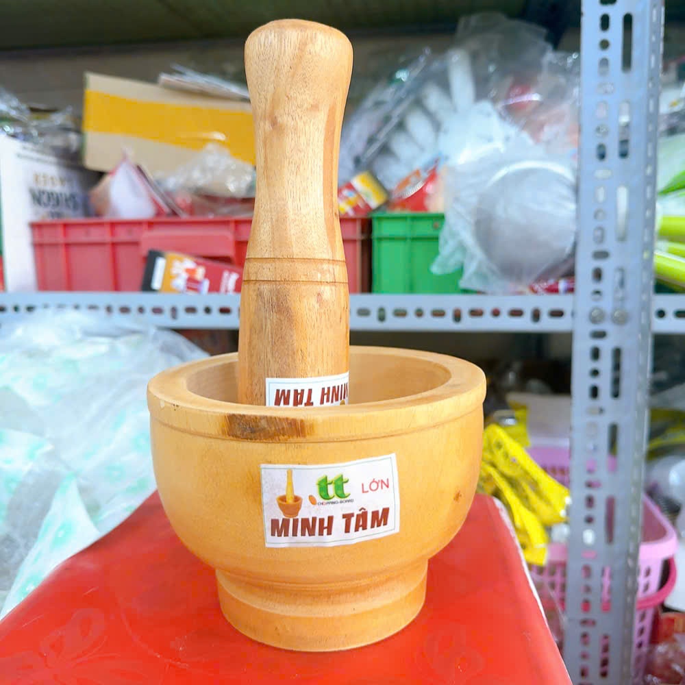 Bộ dụng cụ chày cối bằng gỗ tự nhiên đủ kích thước dễ lựa chọn - Bộ Cối Chày bằng gỗ dùng để giã thức ăn, tiêu, tỏi,...