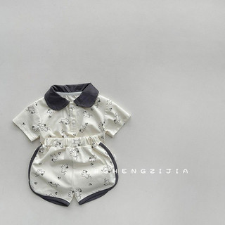 Áo ngắn tay cổ polo hoạt hình + quần short mùa hè cho bé