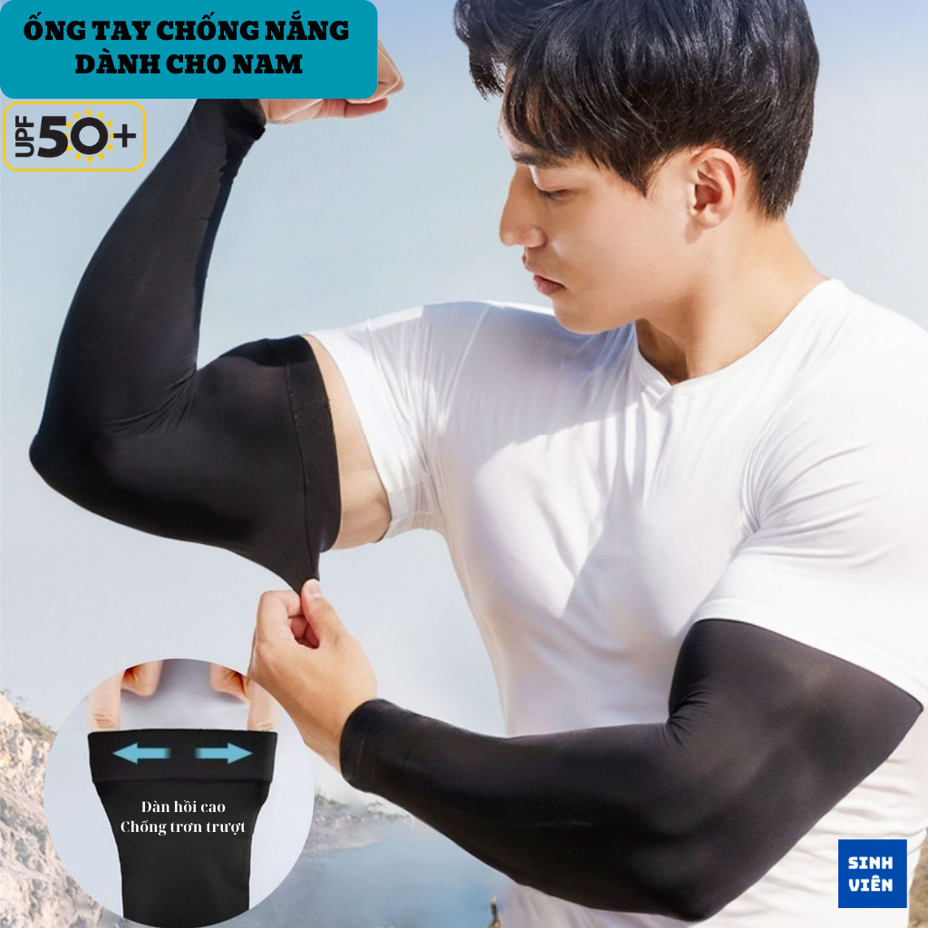 Ống Tay Áo Chống Nắng UPF50+ size XXL vải Thun Lạnh, Găng tay chống UV dành cho Nam cánh tay lớn. | BigBuy360 - bigbuy360.vn