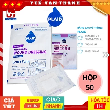 ✅ [HỘP] Băng Gạc Vô Trùng PLAID Non-woven Wound Dressing With Pad | Bảo vệ vết thương lớn -VT1013