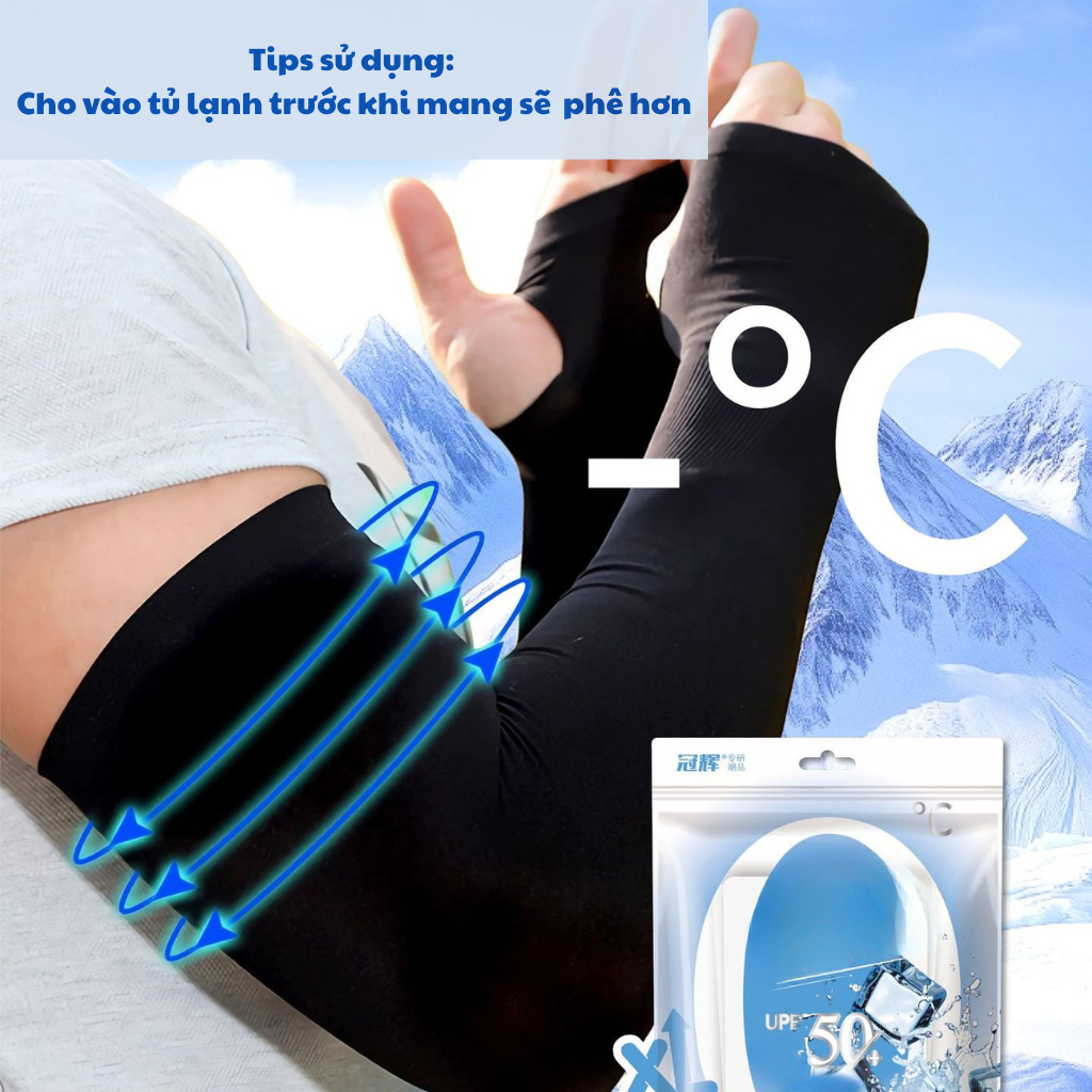 Ống Tay Áo Chống Nắng UPF50+ size XXL vải Thun Lạnh, Găng tay chống UV dành cho Nam cánh tay lớn. | BigBuy360 - bigbuy360.vn