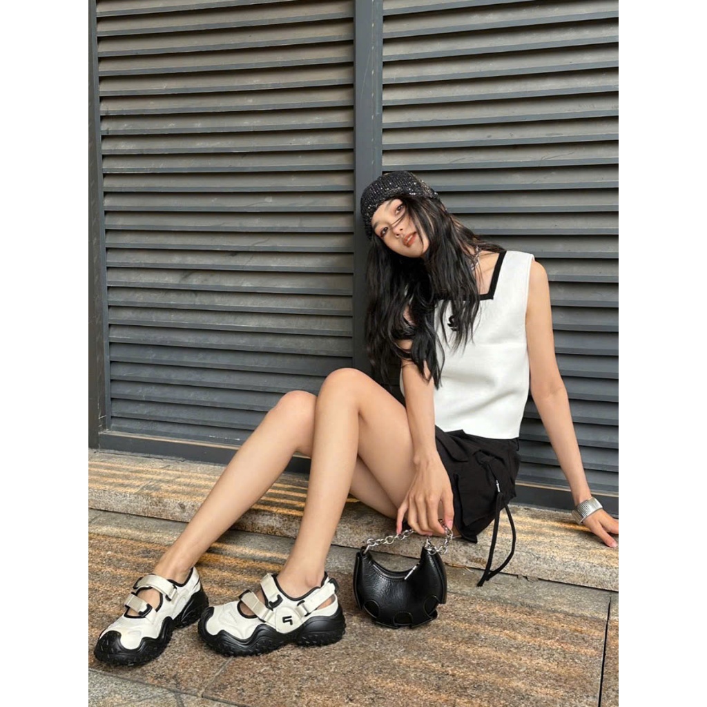 Dép sandal nữ xấu xí dễ thương Mary Jane, dép thoáng khí la mã đế dày thiết kế mới mùa hè