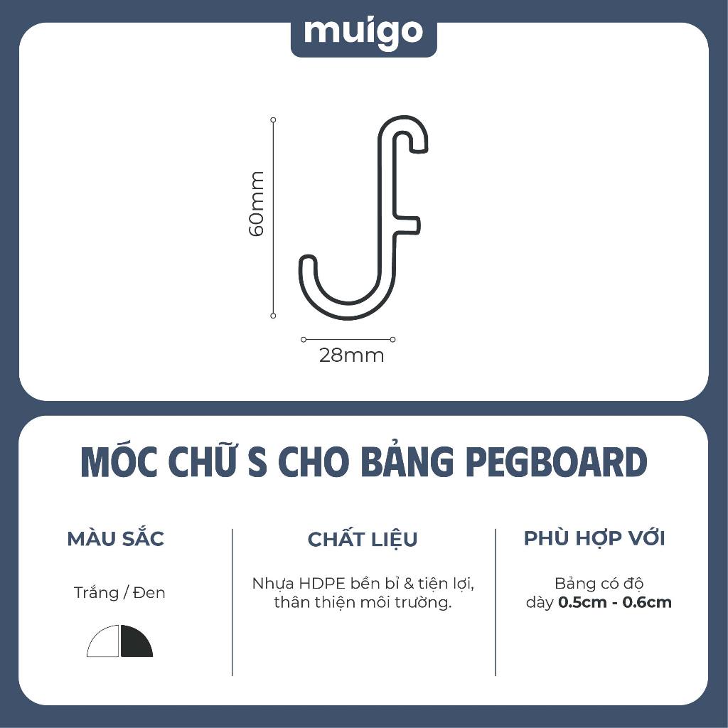 5 móc chữ S cho bảng Pegboard Lỗ Dọc | Phụ Kiện Pegboard Đa Năng
