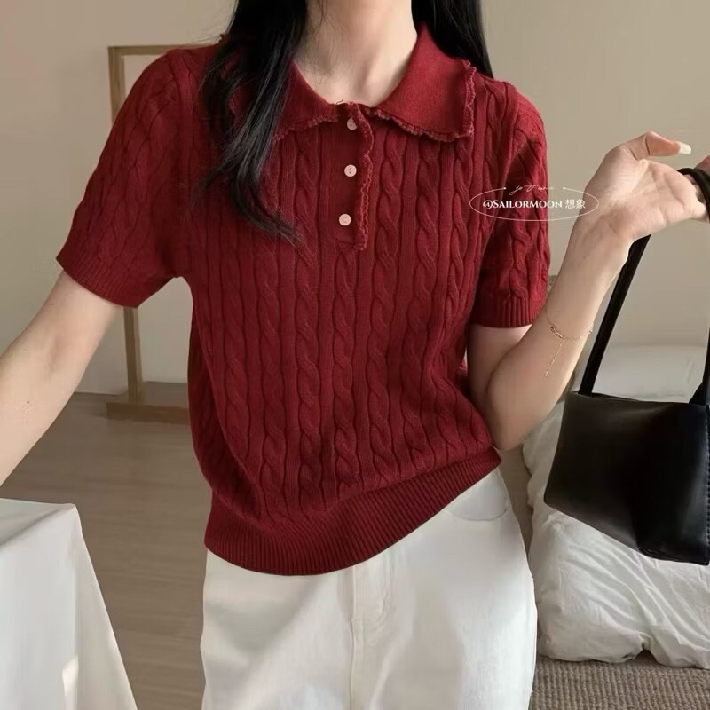 Áo len VIỀN REN VẶN THỪNG chất mềm mịn hàng QC. | BigBuy360 - bigbuy360.vn