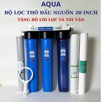 BỘ LỌC NƯỚC ĐẦU NGUỒN 20 , BỘ LỌC THÔ AQUA 3 CẤP 20INCH REN 27 TẶNG KÈM BỘ LÕI LỌC CHÍNH HÃNG.