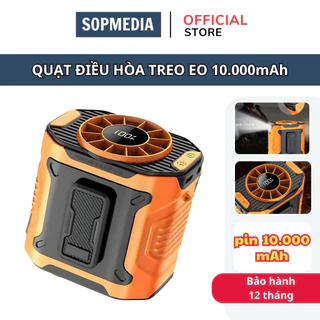 Quạt đeo thắt lưng 10 cấp độ gió SOPMEDIA quạt treo eo pim 10.000mAh quạt điều hoà đeo hông đeo cổ thắt lưng kèm dây đeo