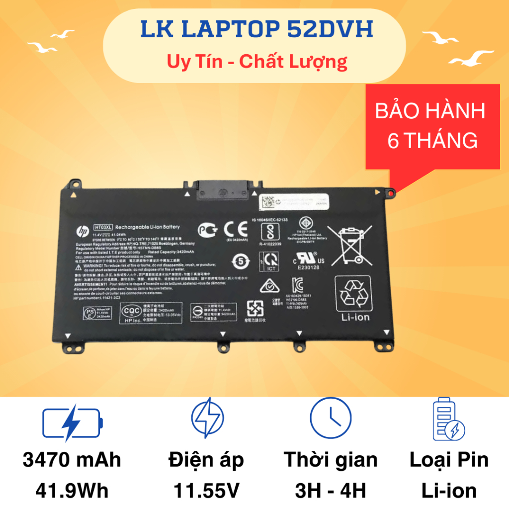 Pin Laptop HP Pavilion 14-CE 15s-du 14-CF 14S-CF 14S-CR 15-CS 15-CW 15-DA CK 14-cm 14-MA 14-CS HT03XL