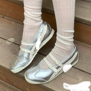 Giày búp bê slip on lười bigsize nữ mùa hè hottrend 2025 onit_suka ti_ger ballet sliver màu bạc cao cấp , giày đế bệt nữ