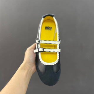 Giày búp bê phong cách tiểu thư hè 2025 Onit_suka ti_ger đế bẹt màu đen cao cấp , Giày thời trang slipon nữ big size