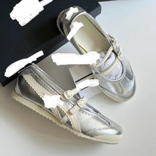 Giày búp bê slip on lười bigsize nữ mùa hè hottrend 2025 onit_suka ti_ger ballet sliver màu bạc cao cấp , giày đế bệt nữ