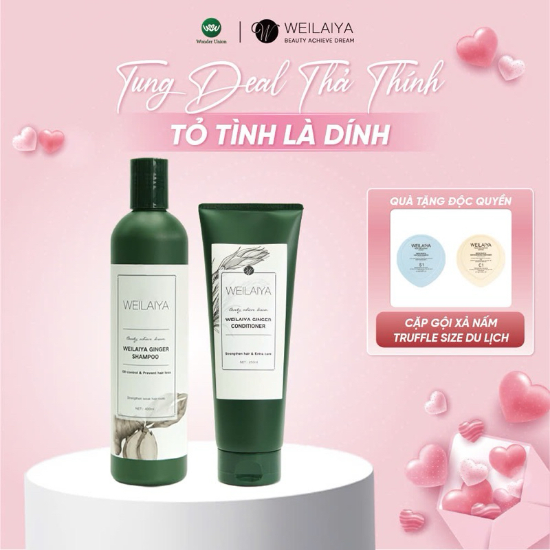 Ảnh Cặp dầu gội đầu và dầu xả tóc thảo dược Weilaiya gừng trắng giúp ngăn rụng và kích thích mọc tóc 1