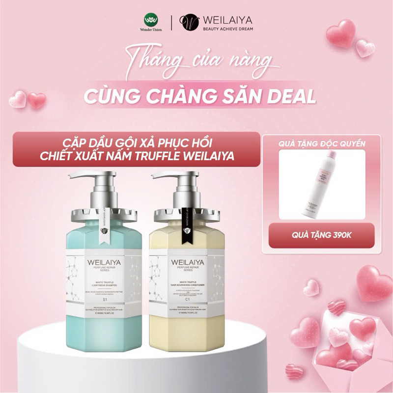 Ảnh Cặp dầu gội xả phục hồi Weilaiya chiết xuất nấm Truffle giúp chống lão hóa da đầu và mượt tóc cho tóc hư tổn 450ml 1
