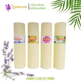 Combo 4 chai xịt phòng queen love 400ml/chai thơm phòng khử mùi 4 mùi thơm ngát