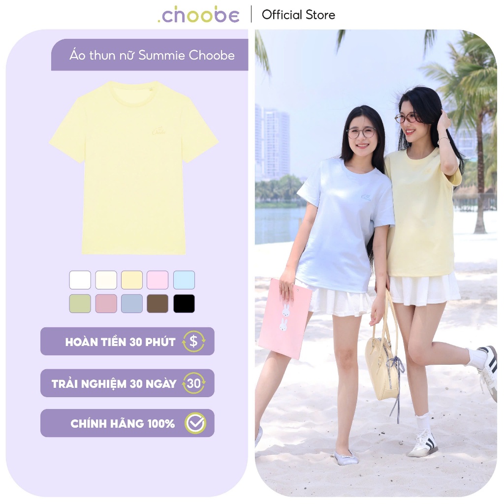 Ảnh Áo phông nữ Summie Choobe thun form regular T-shirt basic cổ tròn vải cotton cao cấp thoải mái A123 1