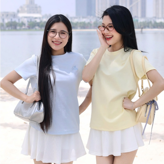 Ảnh Áo phông nữ Summie Choobe thun form regular T-shirt basic cổ tròn vải cotton cao cấp thoải mái A123 4
