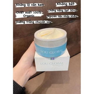 Combo BodyCream Lou Global - Kem dưỡng trắng da kèm thiệp muỗng thoa kem túi giấy và hộp