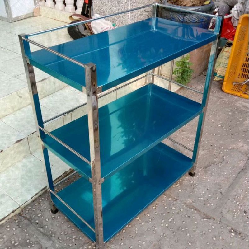 Kệ inox 3 tầng tấm.Tầng cách tầng 40cm.Kích thước 40x80cm,để lò nướng ...